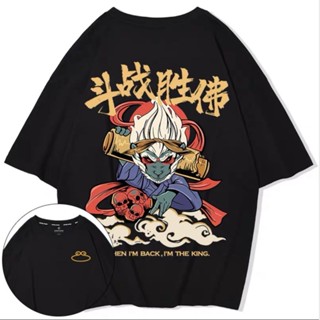 XZHAI M-8Xl National Tide Round Neck Personality Cartoon Monkey King Print Short-Sleeved T-Shirt Men And Women Tren_02