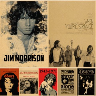 สติกเกอร์โปสเตอร์กระดาษคราฟท์ เนื้อแมตต์ ลาย Jim Morrison สไตล์วินเทจเรโทร สําหรับติดตกแต่งผนังบ้าน ห้อง