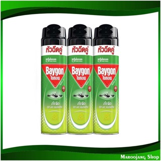 สเปรย์กำจัดยุง กลิ่นชาเขียว Mosquito Repellent Spray Green Tea Scent 600 มล. (แพ็ค3กระป๋อง) ไบกอน Baigon ยากันยุง