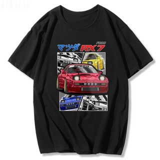 เสื้อยืดคอกลม พิมพ์ลายมังงะ JDM Mazda RX-7 Turbo II Initial D Summer FC3S สไตล์ญี่ปุ่น สําหรับผู้ชาย