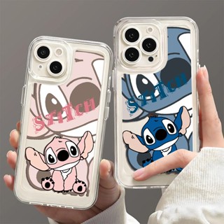 เคสโทรศัพท์มือถือแบบแข็ง ใส กันกระแทก ลาย Disney Stitch สีเหลือง สําหรับ iPhone 14 11 13 12 X XS Pro Max xr Mini xr 7 Samsung Galaxy S22 ultra plus Sanrio