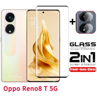 ฟิล์มกระจกนิรภัยกันรอยหน้าจอ 9H 2 in 1 สําหรับ OPPO Reno8T 5G Reno 8T 8 Pro 8Z 5G