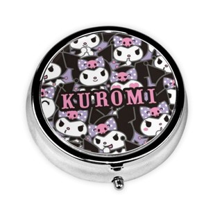 Kuromi กล่องยา วิตามิน ทรงกลม สีเงิน แบบพกพา 2.1 นิ้ว สําหรับเดินทาง