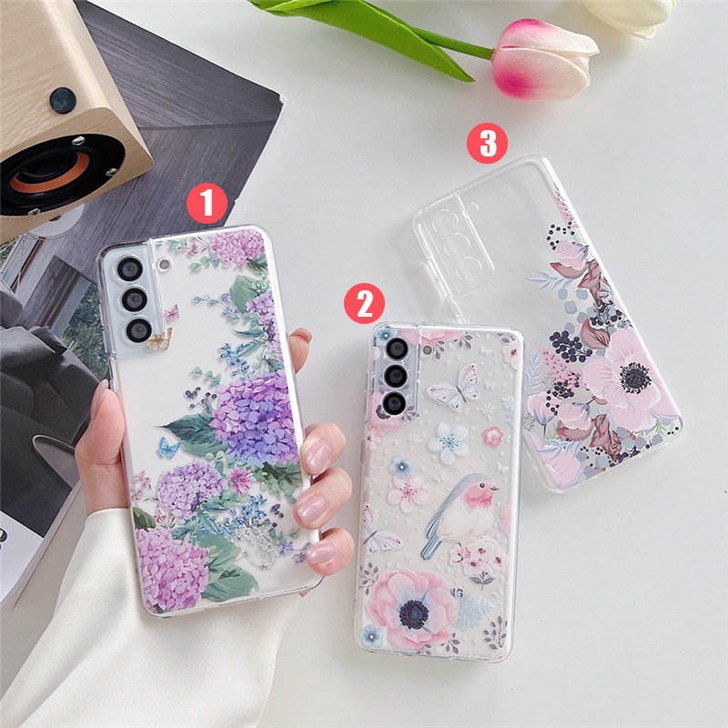 เคสโทรศัพท์มือถือแบบนิ่ม TPU ใส กันกระแทก ลายดอกไม้ สไตล์เรียบง่าย สําหรับ SamsungS22+ S21+ S20+ Note20 FE Ultra Note9 S10 Plus