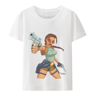 เสื้อยืด พิมพ์ลาย Tomb Raider Lara Croft Adventure Game Film Modal แฟชั่นสําหรับผู้ชาย