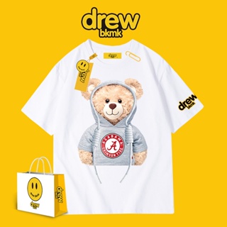 drew bear t-shirt ins Europe and the United States fog high street style smiling face short-sleeved fried street co_03