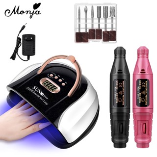 Monja เครื่องเป่าเล็บเจล UV LED 36W 256W 268W 280W ปลั๊ก EU สีแดงกุหลาบ สีดํา สีขาว สําหรับตกแต่งเล็บ 2 ชิ้น