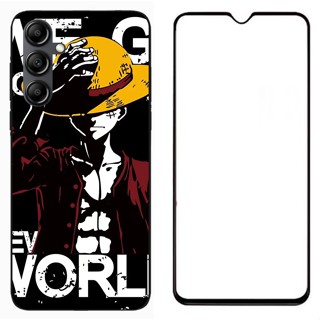 เคสโทรศัพท์มือถือ ซิลิโคนนิ่ม TPU กันกระแทก ลายอนิเมะ One Piece Luffy พร้อมกระจกนิรภัย สําหรับ Samsung Galaxy A14 5G A13 5G A04S 4G