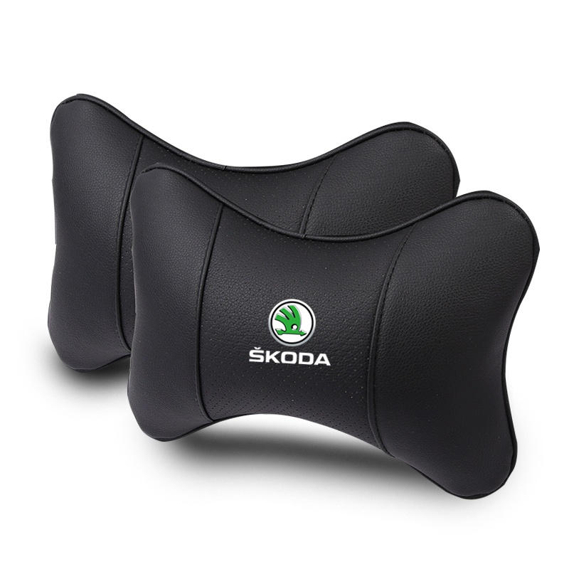 Breathable หนัง Headrest หมอนรองคอรถหัวคอหมอนสําหรับSkoda Octavia A5 A7 RS Octavia 2 3 Combi Yeti Fa