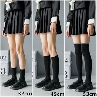 [Xijing-Cod] ถุงน่องยาวผ้ากํามะหยี่ สีดํา 1 คู่ สําหรับผู้หญิง JK uniform socks