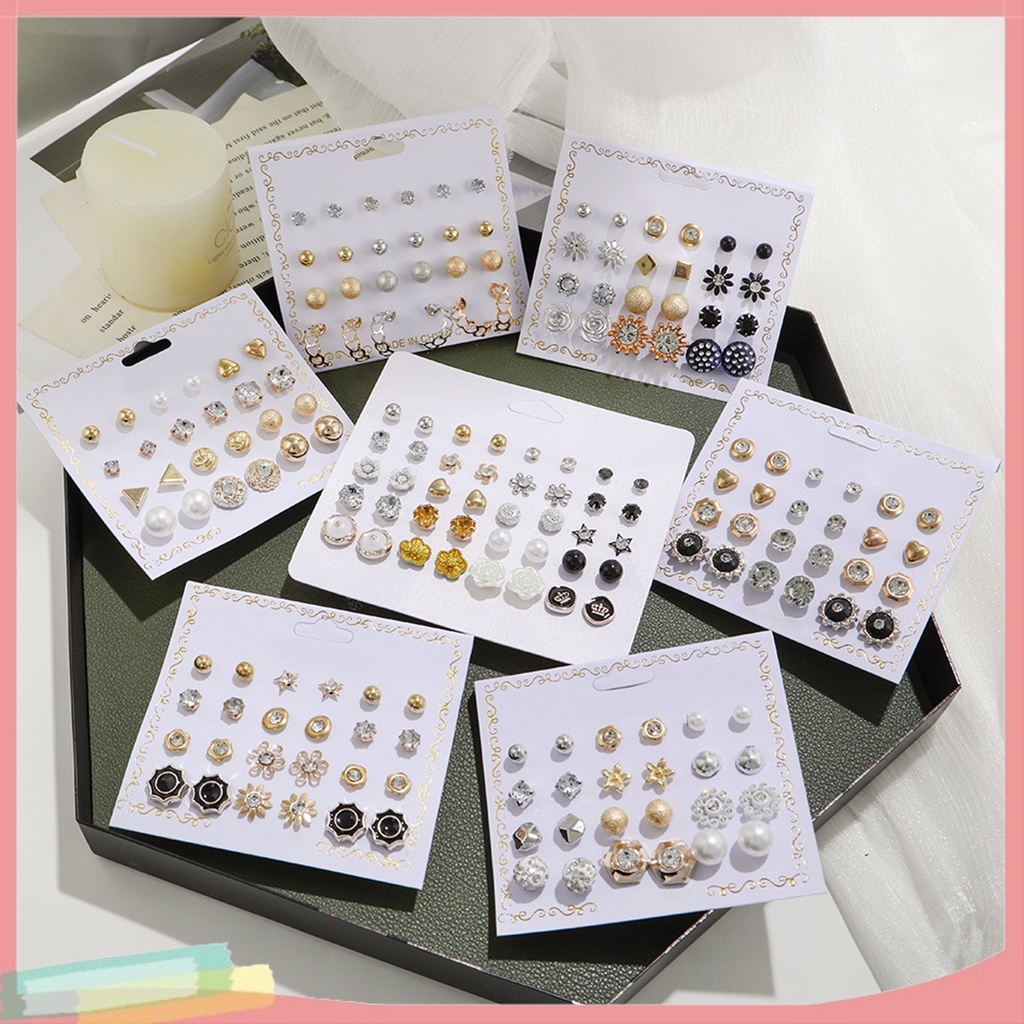 [LK] 12 คู่ ผู้หญิง ต่างหูสตั๊ด รูปร่างลูกบอล สไตล์เกาหลี เครื่องประดับเรขาคณิต ไข่มุกเทียม ห้อย ต่างหู เครื่องประดับ ของขวัญ