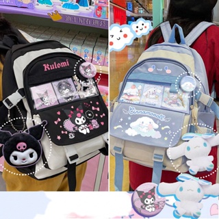 กระเป๋าเป้สะพายหลัง ลายการ์ตูน Sanrio Hello Kitty My Melody Kuromi Cinnamoroll สไตล์เกาหลี สําหรับเด็กผู้หญิง นักเรียน