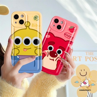 Compatible For iPhone 14 11 13 12 Pro Max 7plus XR 8plus 7 8 6 6S Plus X XS MAX Cartoon Toy Story Cute Strawberry Bear Lotso Alien Soft TPU Couple Case Lovers Phone Cover