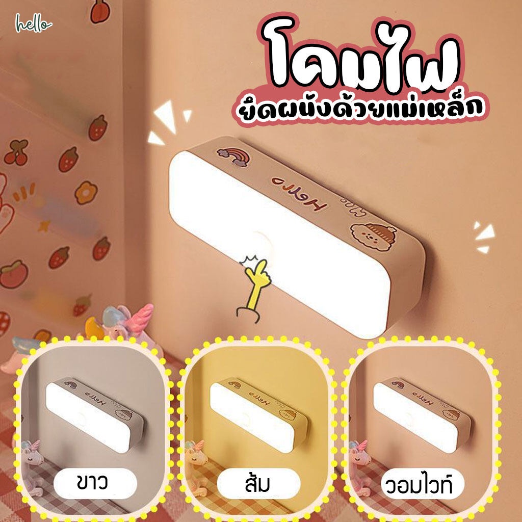 ไฟกลางคืน ดผนัง ยึดผนังด้วยแม่เหล็ก โคมไฟอ่านหนังสือ โคมไฟหัวเตียง (แถมฟรี สติ๊กเกอร์) [8.6cm/32][10cm/39][26cm/50]
