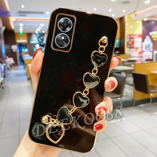 เคสโทรศัพท์มือถือ ชุบไฟฟ้า กันกระแทก พร้อมสายโซ่คล้อง สําหรับ OPPO Reno8 T 5G 4G Reno 8 8T Reno8T