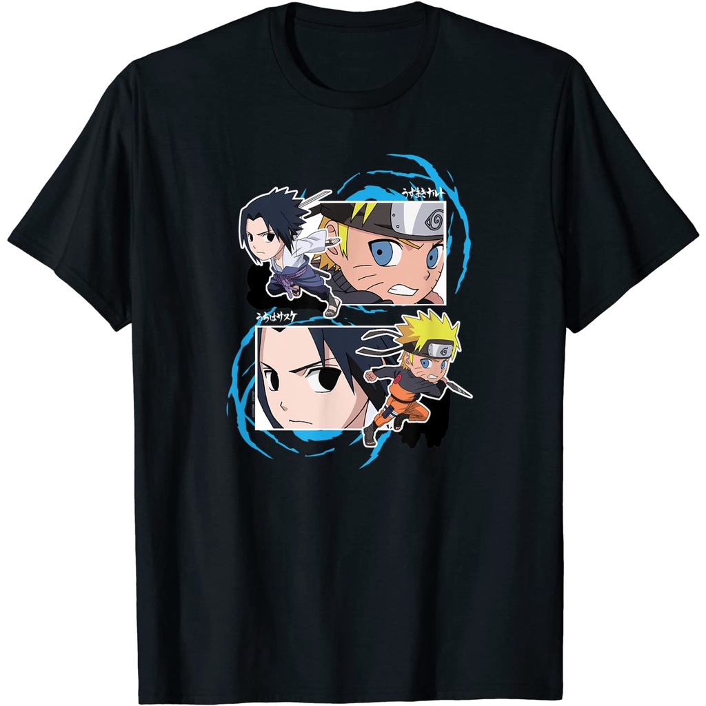 เสื้อยืด Naruto Shippuden Naruto and Sasuke Elementary School Fight Frames T-Shirt