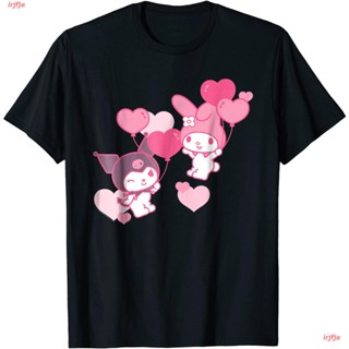 【2023】ขายปีใหม่irjfje ไตล์เกาหลี เสื้อยืดแฟชั่นเกาหลีสำ My Melody And Kuromi Valentines Day Hearts Tee Shirt หรับผู้ชาย