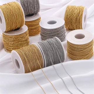 [1-4 มม.] 1 ม. Electroplating 14k Gold-clad Chain Electroplating Platinum Chain 1 ม. ทองแดง diy ทําด้วยมือเครื่องประดับวัสดุ 1 ม.