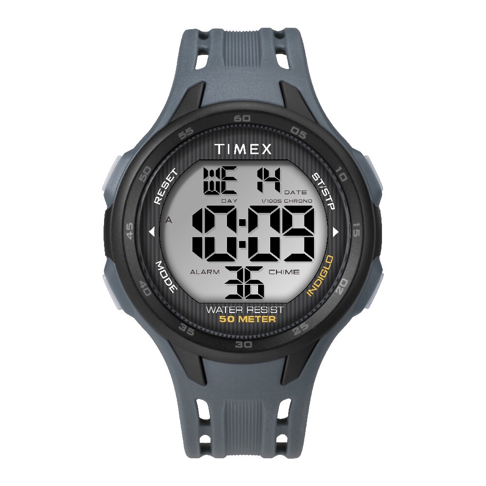 Timex TW5M41500 SPORT DGTL นาฬิกาข้อมือผู้ชาย สายเรซิน สีน้ำเงิน หน้าปัด 45 มม.