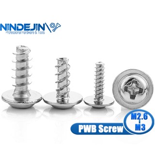 Nindejin หัวกลม ชุบนิกเกิล พร้อมแหวนรองสกรู PWB M2.6 M3