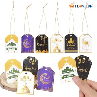 ป้ายแท็กคราฟท์ ลาย Eid Mubarak Ramadan Star Moon สําหรับแขวนตกแต่งกล่องของขวัญ เทศกาลอิสลาม มุสลิม 48 ชิ้น