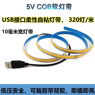 พร้อมส่ง = พร้อมส่ง สายไฟ USB COB นิ่ม พร้อมไฟ LED กว้าง 10 มม. 5V ยืดหยุ่น DIY สําหรับหอพัก