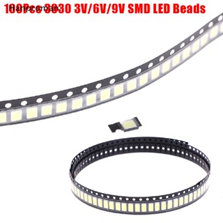 Hanproman&gt; ลูกปัด 3030 SMD LED 1W 3V 6V 9V สีขาว สําหรับ TV LED ไดโอด 100 ชิ้น