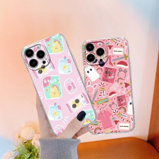 เคสโทรศัพท์มือถือแบบนิ่ม TPU ลายการ์ตูนสติกเกอร์น่ารัก สําหรับ IPhone 13mini 12 11 Pro ProMax 6 6s 7 8er 6Plus 7Plus 8Plus X XS XR XSmax SE2020 SE3 QMZT