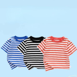 เด็กผู้ชาย Cotton Short Sleeve T-Shirt/Striped Top Loose Summer Korean Style Half Sleeve Shirt