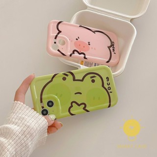 For เคสไอโฟน 14 Pro Max [Cute Frog Pig Cream Edge] เคส Phone Case For iPhone 14 Pro Max Plus 13 12 Mini 11 For เคสไอโฟน11 Ins Korean Style Retro Classic Couple Shockproof Protective TPU Cover Shell