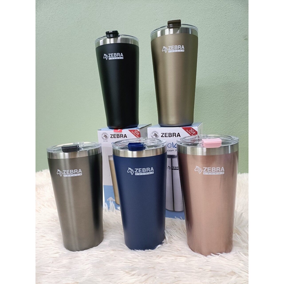 แก้วน้ำสุญญากาศ Zebra สำหรับใส่น้ำเก็บความเย็น และเก็บความร้อน (คละสี)