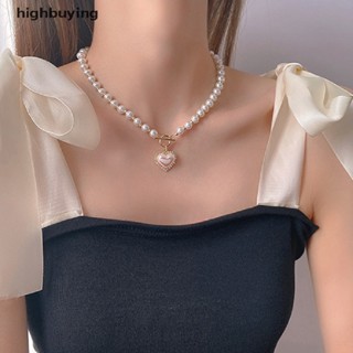 [highbuying] สร้อยคอมุกเทียม สีทอง เรียบง่าย เท่และหวาน พร้อมส่ง