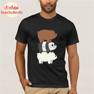 ผ้าฝ้าย สไตล์คลาสสิก#39; s เสื้อยืดแขนสั้น พิมพ์ลายกราฟิก The Three Bare Bears สีขาว สําหรับผู้ชาย ผู้หญิง B35S