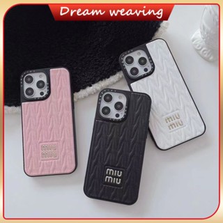 Miumiu เคสป้องกันโทรศัพท์มือถือหนัง กันกระแทก หรูหรา สําหรับ Apple 11 12 13 14 pro max