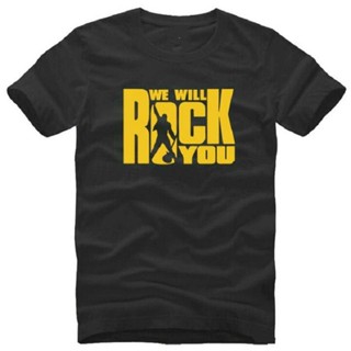 ใหม่ เสื้อยืดลําลอง ผ้าฝ้าย แขนสั้น คอกลม พิมพ์ลาย We Will Rock You Cool Design Rock Music แฟชั่นฤดูร้อน สําหรับผู้ชาย