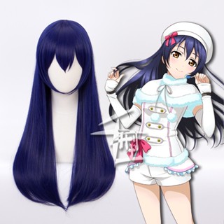 Jecarden Love Live! วิกผมสังเคราะห์ ทนความร้อน คอสเพลย์อนิเมะ Sonoda Umi สีน้ําเงินเข้ม