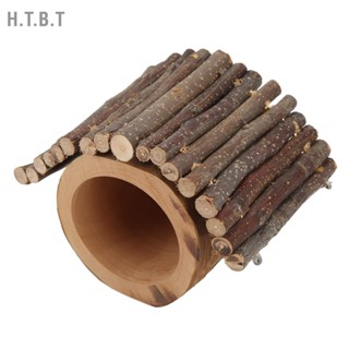 H.T.B.T Wood Hamster Tree Hole Natural Applewood Hideout Tunnel พร้อมหลังคาสำหรับสัตว์เลี้ยงขนาดเล็ก