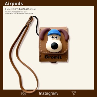 เคสหูฟังบลูทูธ วัสดุหนัง ลายการ์ตูนสุนัขน่ารัก พร้อมสายคล้อง สําหรับ Airpodspro Apple 2 3