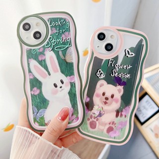 Cute Casing Redmi 9T Note 7 6 5 Pro 4 4X Plus S2 Wavy Edge BFF Oil Painting Bear Rabbit Flower Butterfly Full Oval Lens Protection Fine Hole Airbag Shockproof Clear Soft Phone Case Cover STB 25