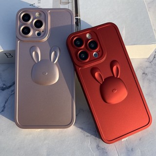 เคสซิลิโคนนิ่ม ลายกระต่าย 3D สีชมพู สีแดง สําหรับ iPhone 13promax 14Promax 14Pro 11 12promax 12 13 13Pro 12Pro 14 14Plus