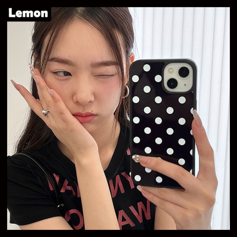 [Lemon] เคสโทรศัพท์มือถือแบบนิ่ม ลายจุด Park Chae Young สีขาว ดําวาว สําหรับ Iphone 14pro 14promax 13 13pro 13promax 11 12 12pro 12promax XR XSMAX 7P 8P MINI