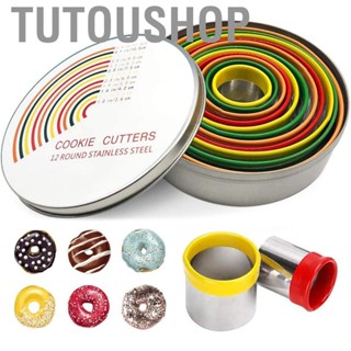 Tutoushop 12PCS/Set Round Biscuit Cutter Stainless Steel Set Pastry  for Donut and Scone Circle Cake Ring Molds