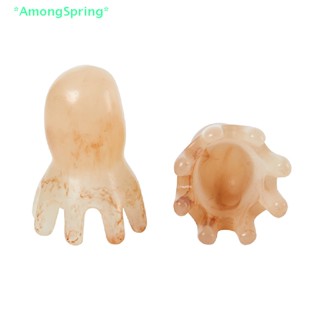 Amongspring&gt; หวีเรซิ่น รูปปลาหมึก สําหรับนวดหนังศีรษะ 1 ชิ้น