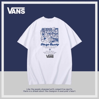 เสื้อยืดแขนสั้น คอกลม ผ้าฝ้าย แบบบาง พิมพ์ลาย Vans Vance Bugs Bunny แฟชั่นฤดูร้อน สําหรับผู้ชาย และผู้หญิง