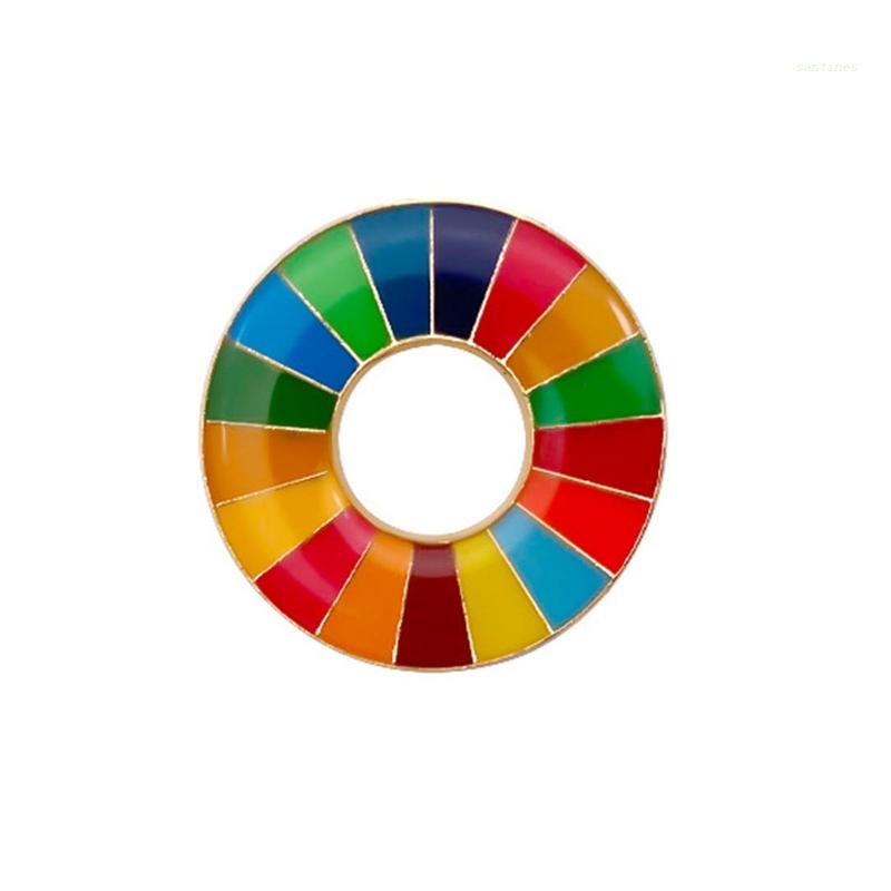San* เข็มกลัด รูปเป้าหมายการพัฒนาที่ยั่งยืน SDGs สายรุ้ง เครื่องประดับสําหรับผู้แทนเหรียญ