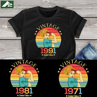 Vintage 1991 Limited Edition T Shirt Women Birthday Gift Graphic Tees Vintage Cotton Tshirt Top_03