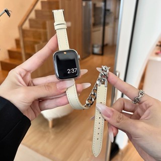 สายนาฬิกาข้อมือ สายหนัง สเตนเลส ยาว แบบเปลี่ยน สําหรับ Apple Watch Series 1 2 3 4 5 6 7 8 SE