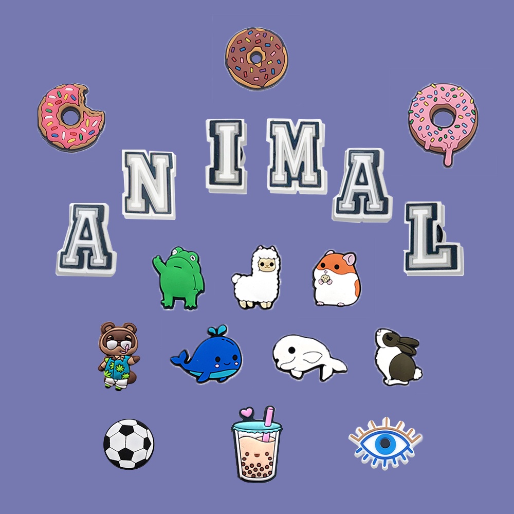 Kawaii รองเท้าแตะ Crocs Pin Jibbitz ลายการ์ตูนสัตว์น่ารัก ถอดได้ เครื่องประดับ สําหรับเด็ก DIY