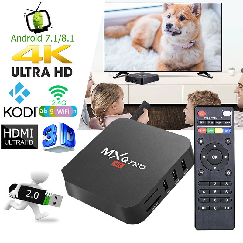 กล่องแอนดรอยด์ทีวี MXQ Pro 4k Android 11.0 TV Box RK3228 8GB 16GB HD 3D 2.4G WiFi Google Play Youtub