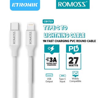 ETRONIK Romoss CB1723 Type C ถึง ios 3A สายชาร์จ PD27W สายชาร์จข้อมูลด่วน